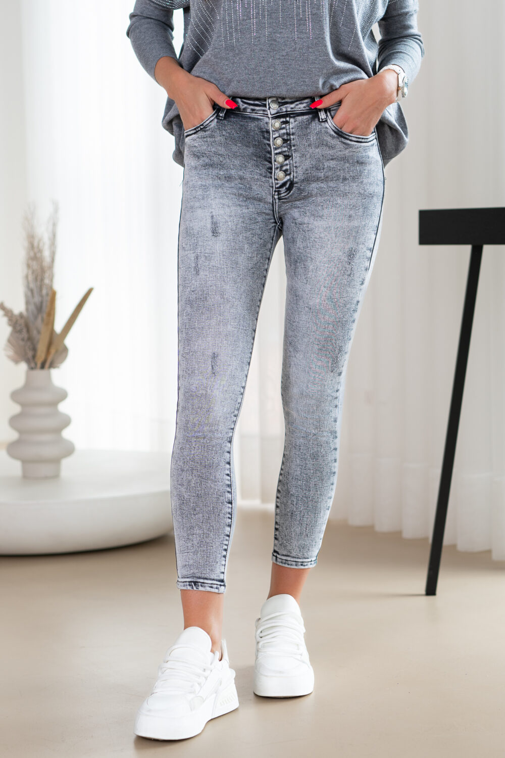 Spodnie ONLBOBBY Średnia talia Krój skinny Jeans - obrazek 4