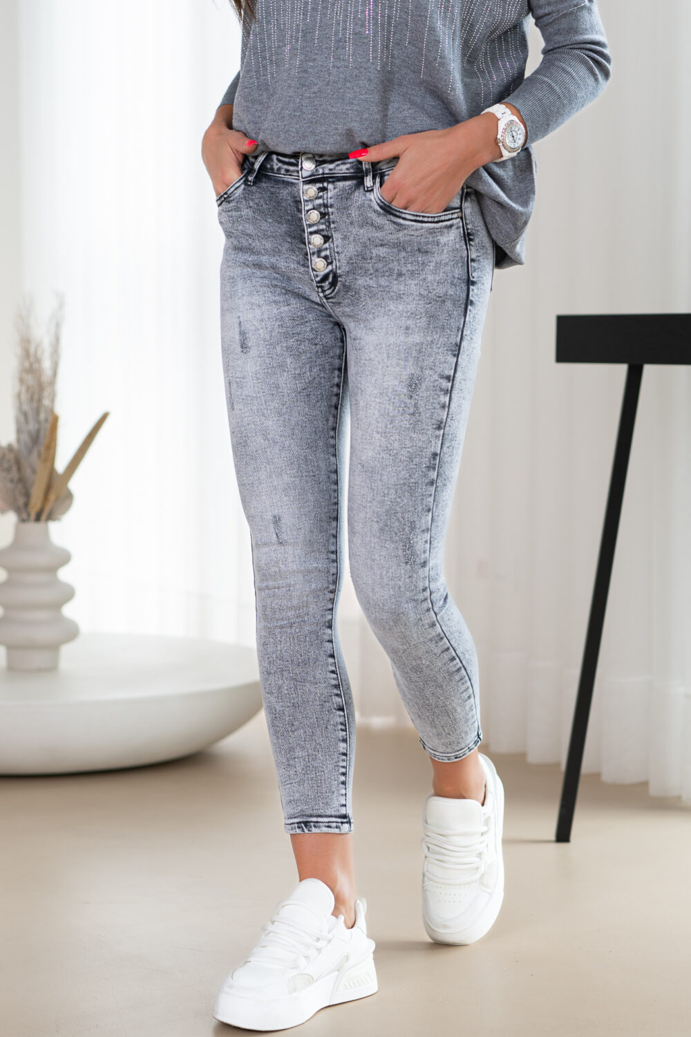 Spodnie ONLBOBBY Średnia talia Krój skinny Jeans - obrazek 6