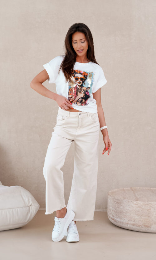 T-shirt Frida III - XS, Śmietankowy