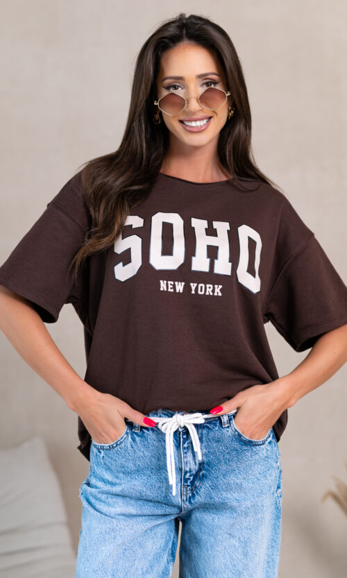 Bluzka t-shirt SOHO - XS/S, Gorzka czekolada
