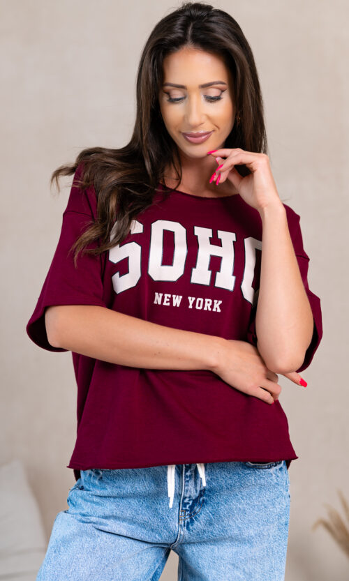 Bluzka t-shirt SOHO - XS/S, Bordowy