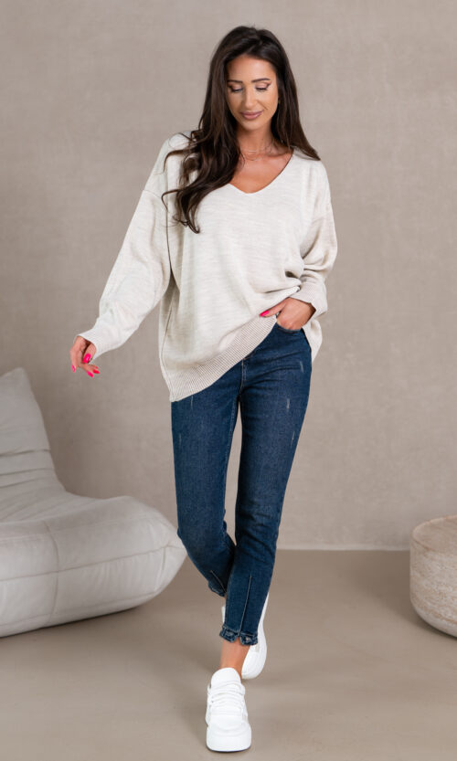 Sweter Frolinds - M/L, Śmietankowy