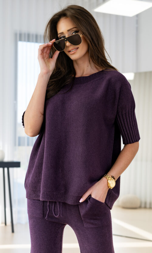 Sweter Turan - S/M, Bakłażanowy