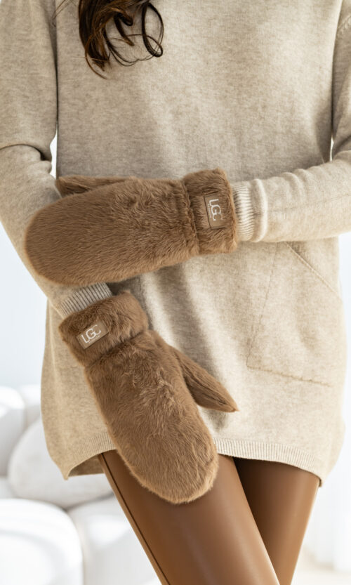 Rękawice FUTERKO GRUBE OCIEPLANE zimowe MIŚ - Fango (odcień brazu)