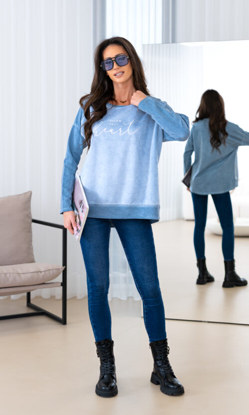 Bluzka Velveet - L/XL, Błękitny