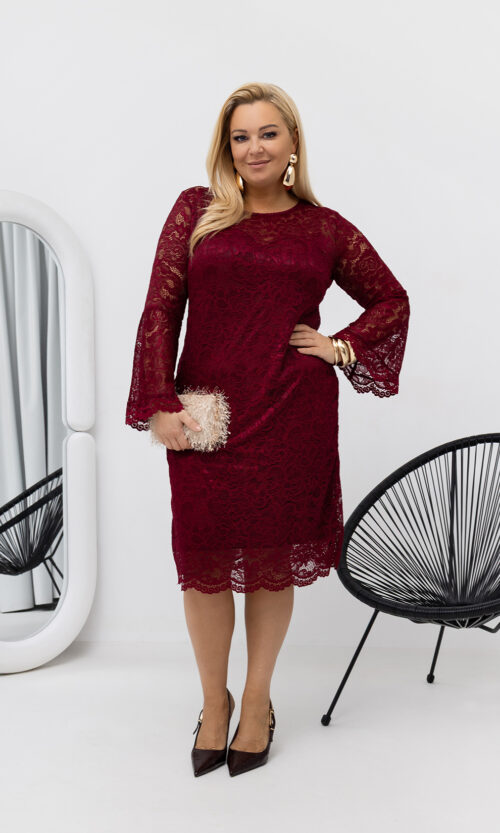 Sukienka Burgundy Lace - Bordowy, 40