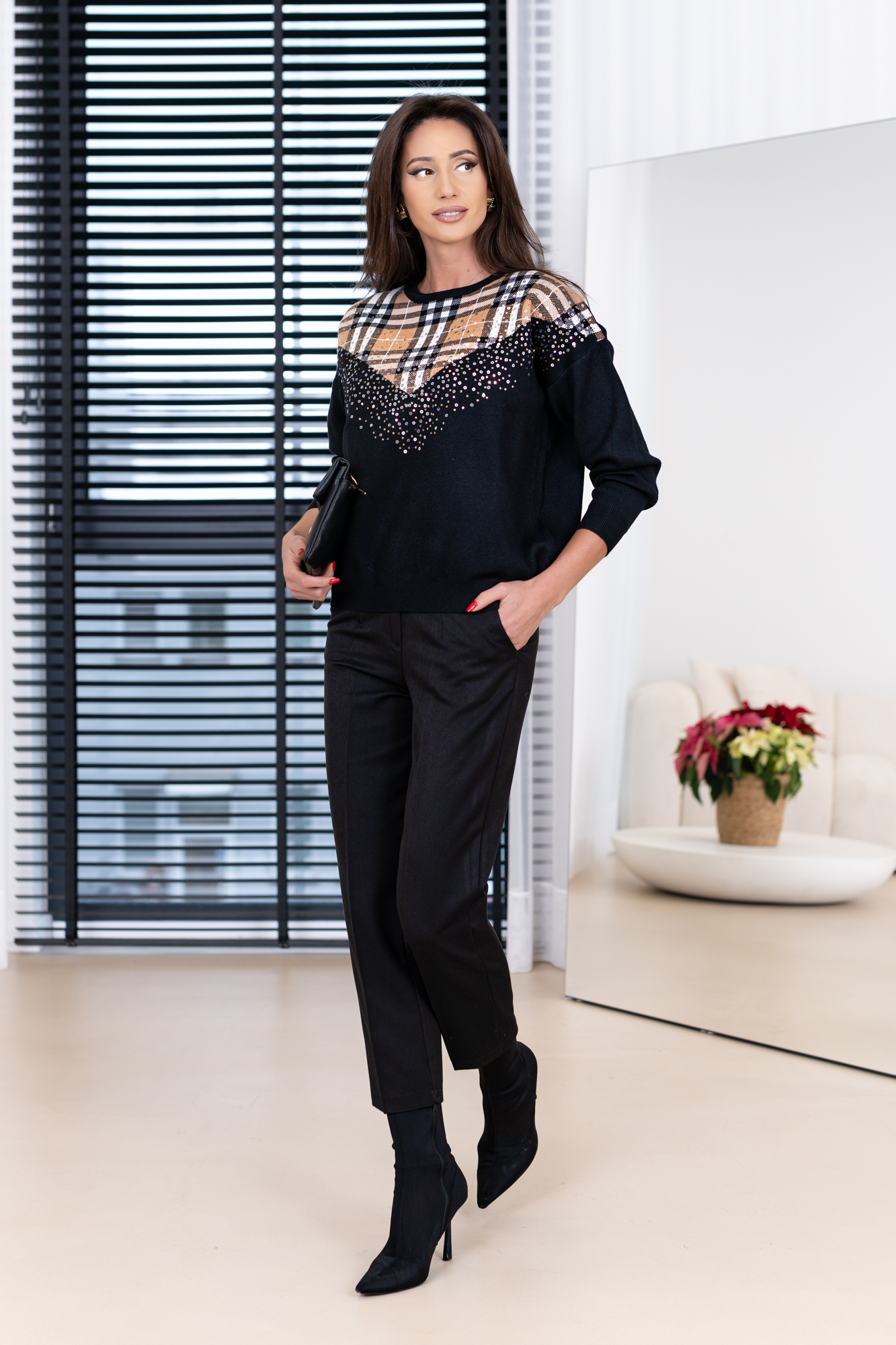 Sweter Holiday Sparkle Check - obrazek 3