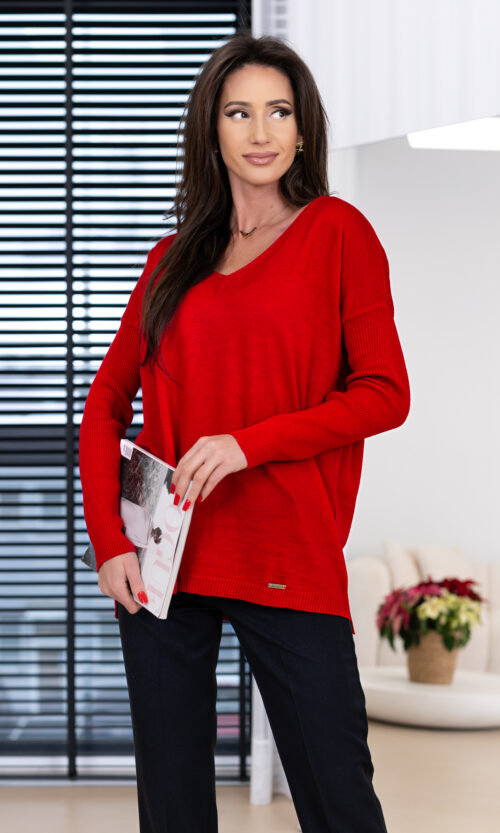 Sweter Red Cozy V-Neck