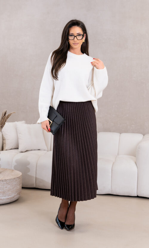 Spódnica Cozy Pleats Midi - Czarny, XS/S