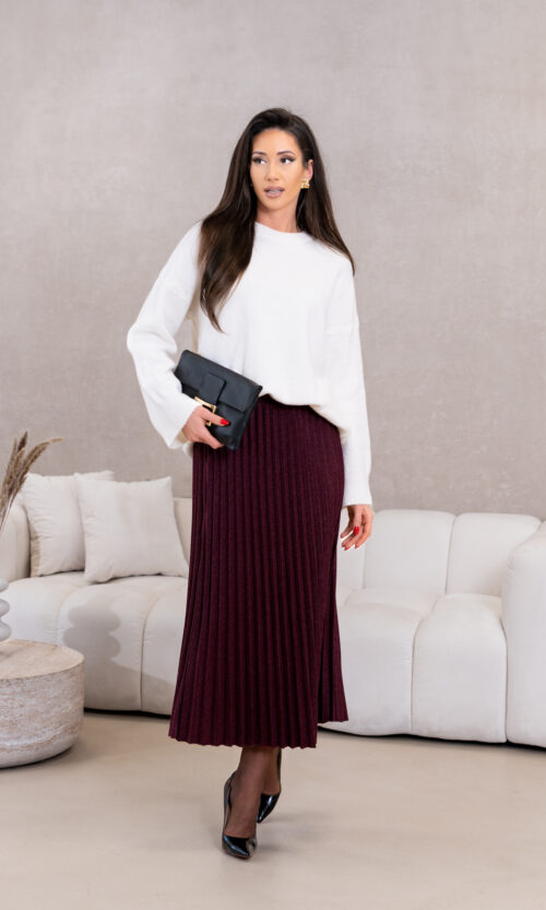 Spódnica Cozy Pleats Midi - Gorzka czekolada, XS/S