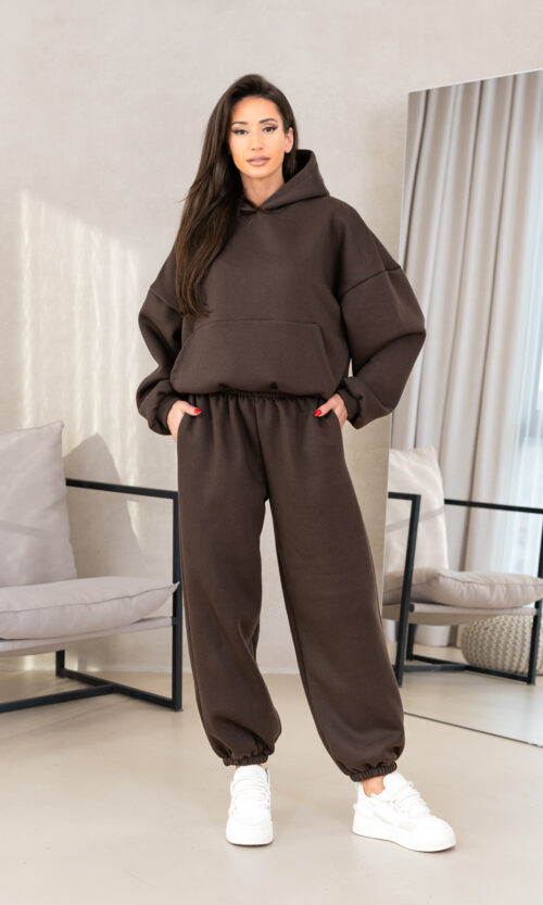 Viralowy komplet JA-MODA - XS/S, Gorzka czekolada