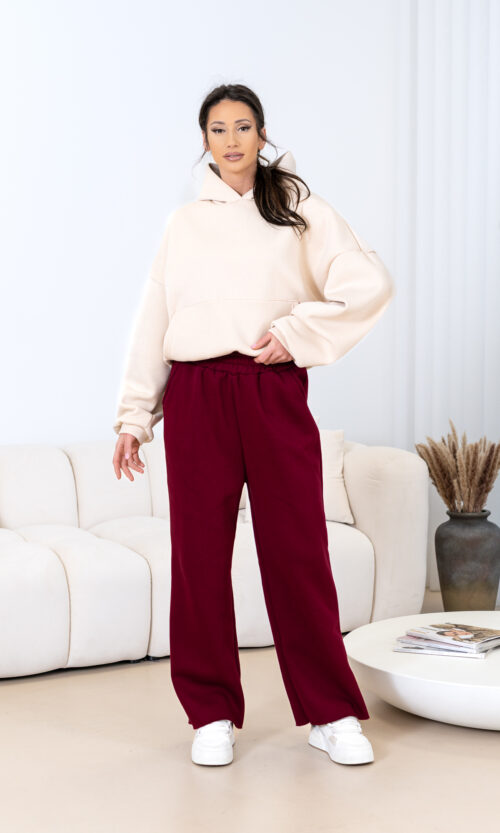 Viralowe spodnie JA-MODISTA - XS/S, Bordowy