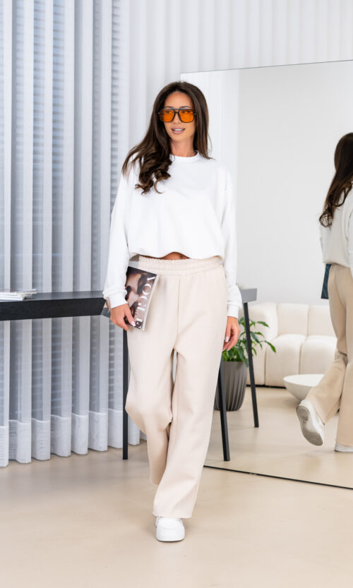 Viralowe spodnie JA-MODISTA - XS/S, Jasny Beż