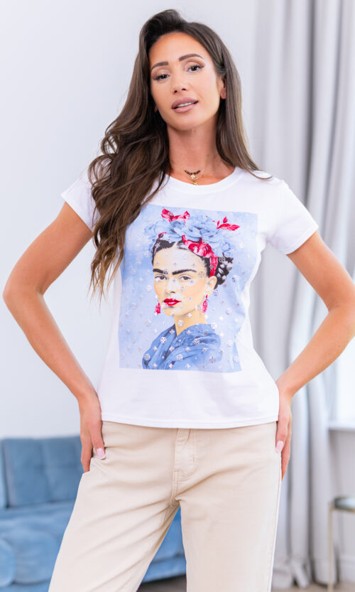 T-shirt Frida - L/XL, Niebieski