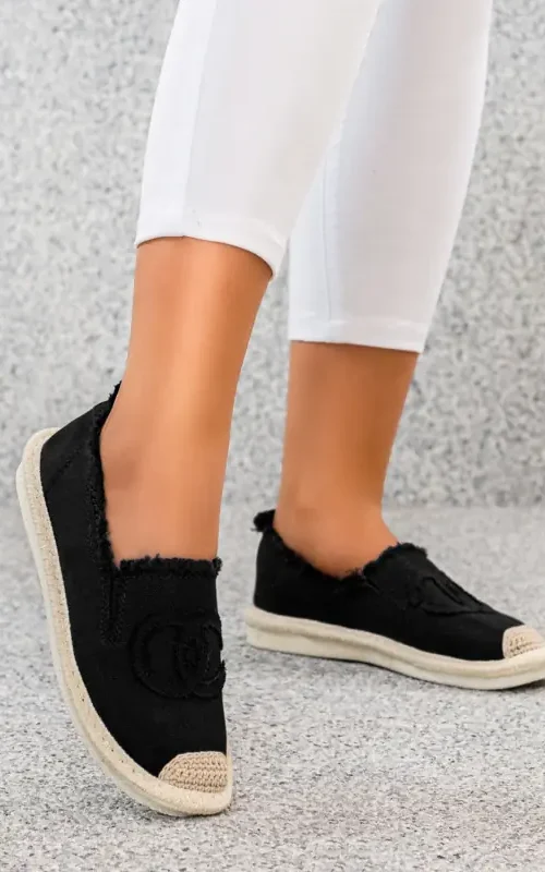 Buty - espadryle na gumie - 36, Czarny