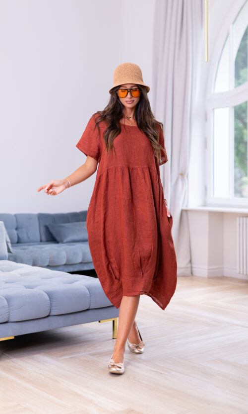 Sukienna Lulu - L/XL, Ceglany
