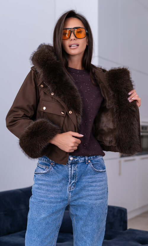 Kurtka Luxe z futrzanym wykończeniem